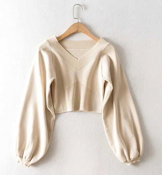Pull simple à manches longues et col en V 144