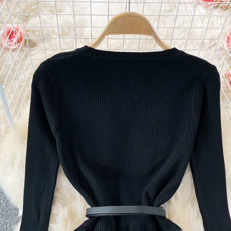 Lovely knitted gradient stitching dress  164