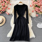 Simple long sleeve sweater dress  166