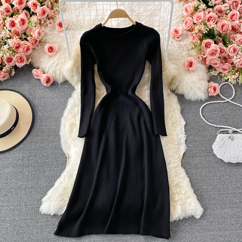 Simple long sleeve sweater dress  166