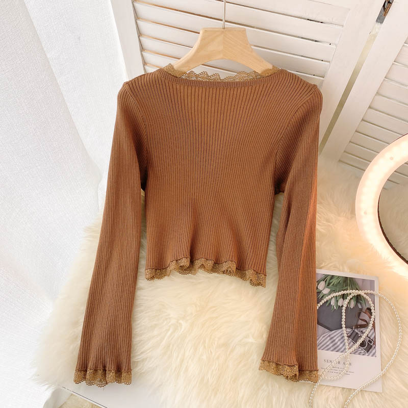 Simple Cardigan Lace Long Sleeve Sweater  139
