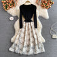 Lovely stitching long sleeve dress  159
