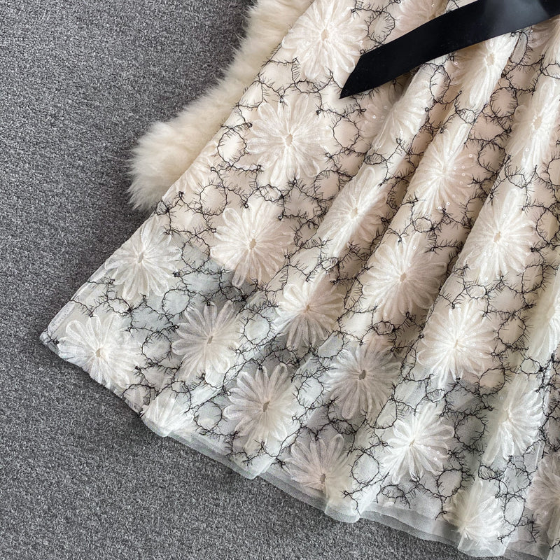 Lovely stitching long sleeve dress  159