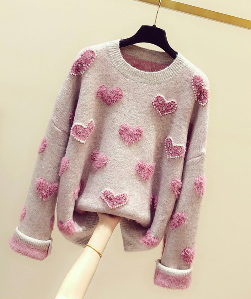 Cute round neck long sleeve sweater  098