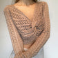 Fashionable v-neck cross cutout knitted top  112