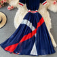 Stylish A line knitted patchwork dress  161