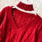 Süßer Langarmpullover mit V-Ausschnitt 104