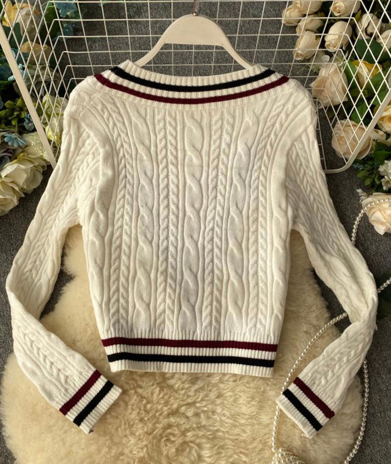 Neuer Stil V-Ausschnitt lockerer Pullover Langarm Pullover Pullover Mantel Frühlings- und Herbstkleidung 158