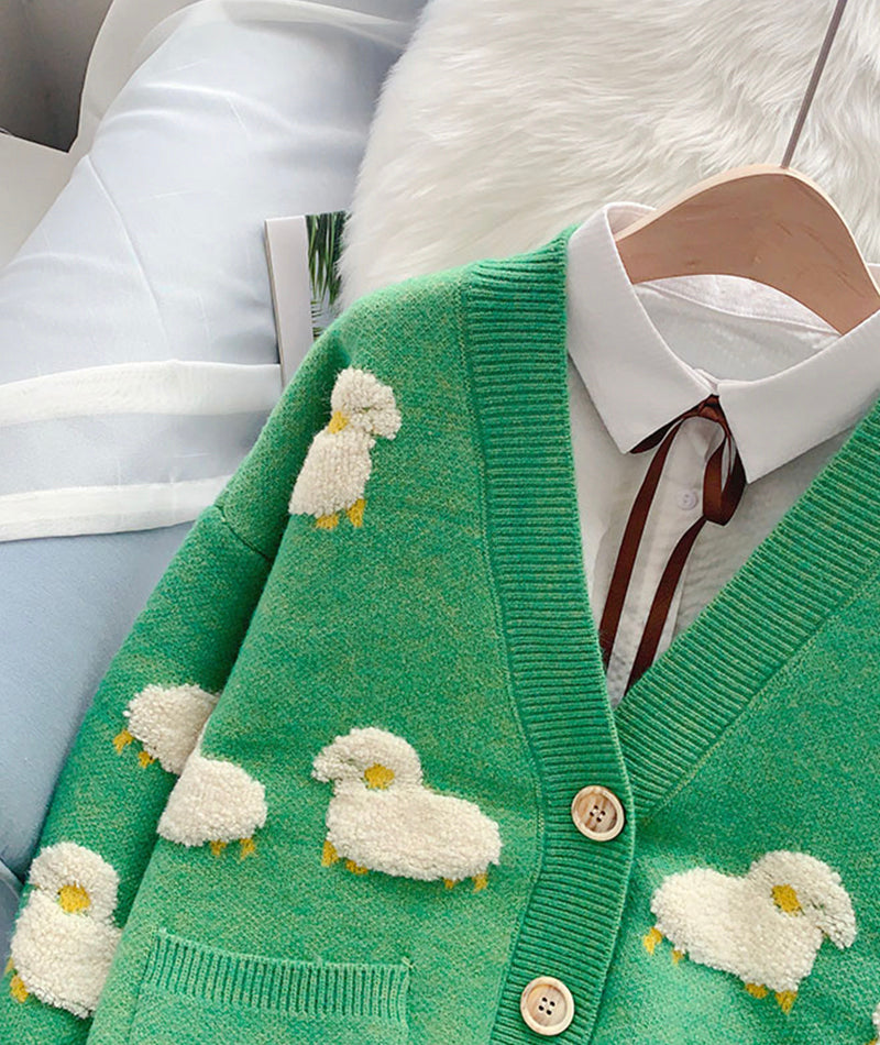 Cute sheep pattern sweater long sleeve sweater sweater coat spring and autumn clothing  156