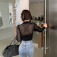 Sexy hollow high neck sweater long sleeve sweater  114