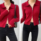 Fashionable zipper long sleeve sweater short cardigan sweater  115