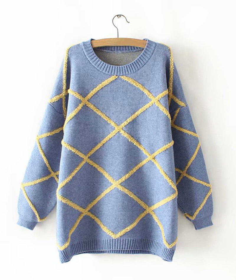 Cute round neck sweater long sleeve sweater  131