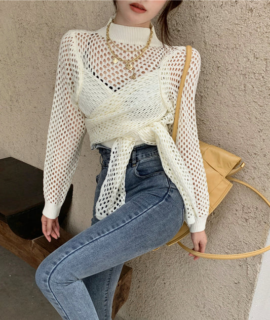 Pull sexy à col haut et manches longues 114