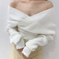 Sexy off-shoulder long-sleeved sweater white sweater  116