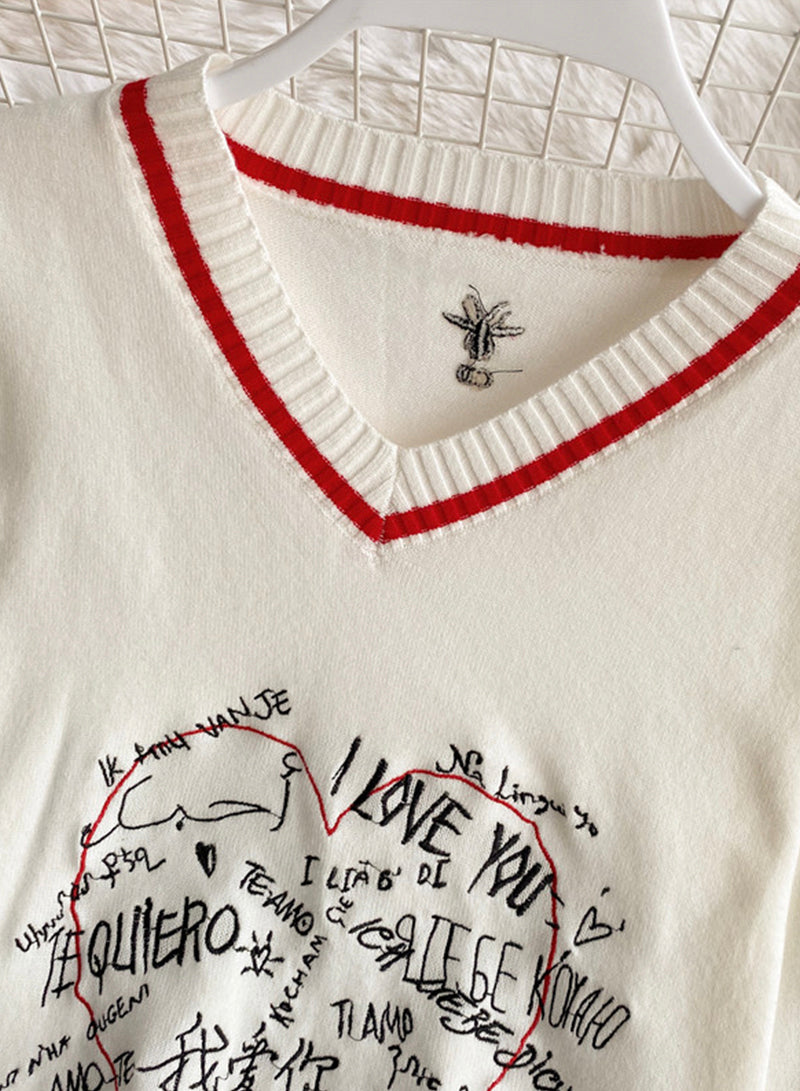 Sweater long sleeve multilingual "I love you" sweater  091