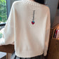 Cute round neck loose sweater strawberry embroidery long sleeve sweater  108