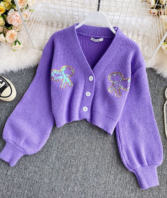 Pull court à paillettes ample et mignon 100