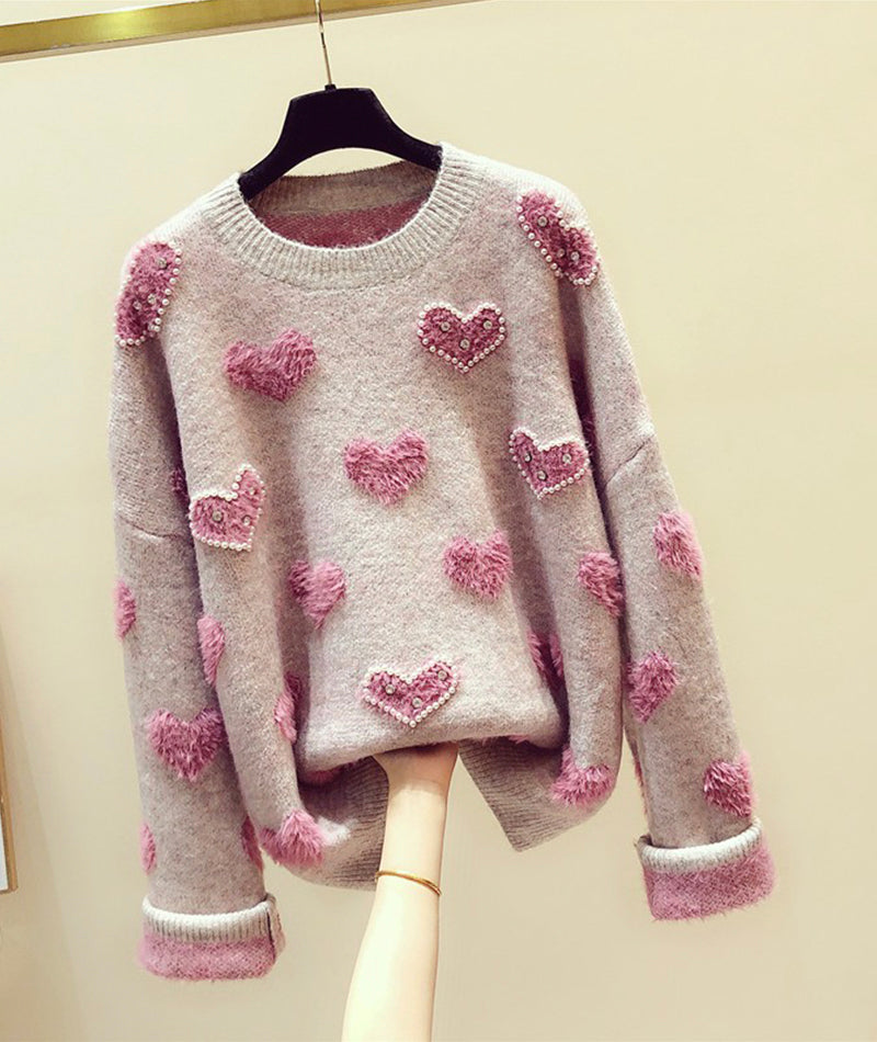 Cute round neck long sleeve sweater  098