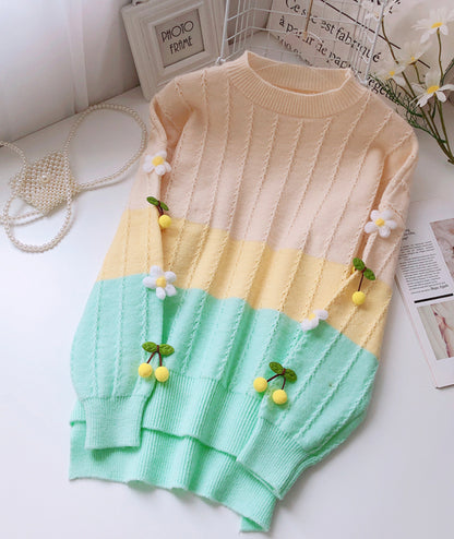 Lovely flowers long sleeve sweater  083