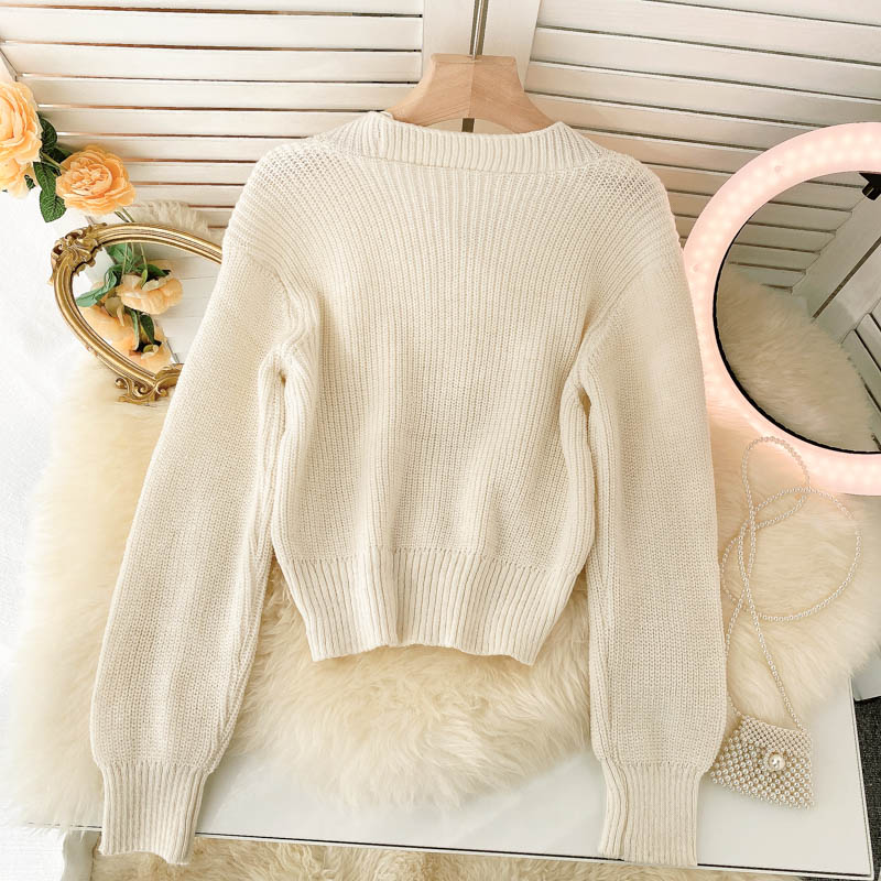 Lovely bow-knot long-sleeved cardigan sweater  137