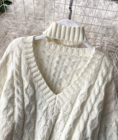 Süßer Langarmpullover mit V-Ausschnitt 104