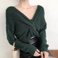 Stylish v neck long sleeve sweater  118