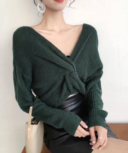 Pull élégant à manches longues et col en V 118