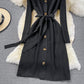 Gentle style V-neck knitted dress temperament thin sweater skirt  3379