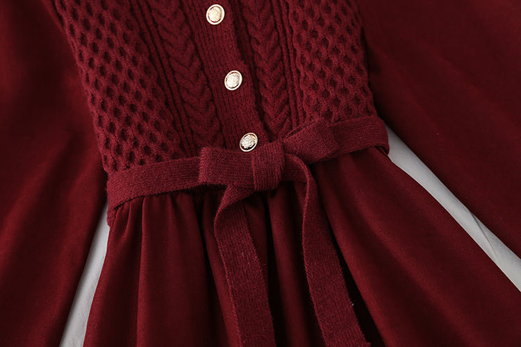 New spring and autumn bow tie tie with bottomed sweater skirt  2129