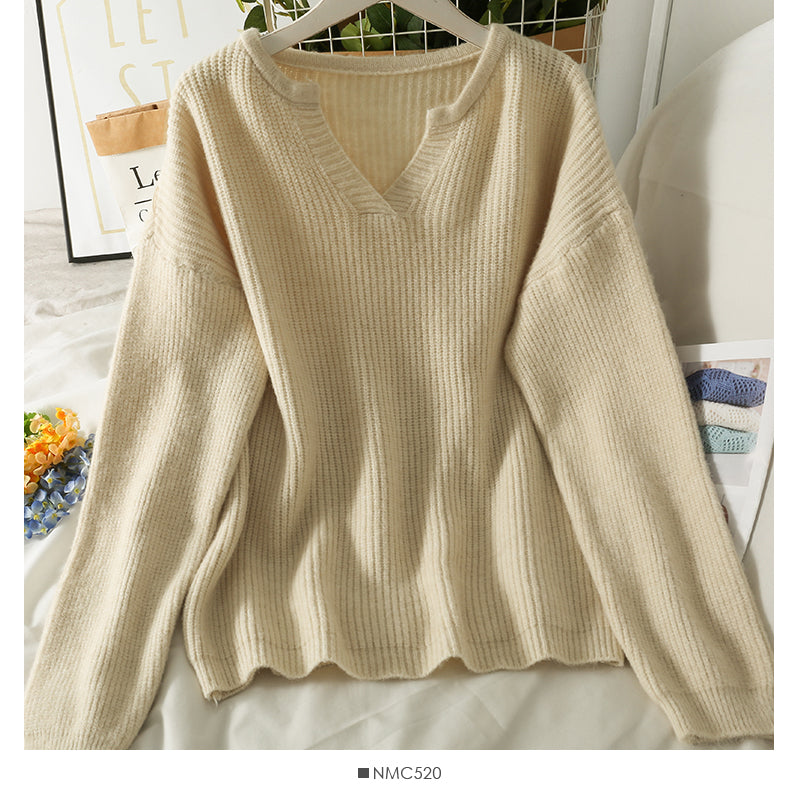 Koreanische Version des dünnen, mittleren und langen einfarbigen Pullovers für Frauen von 1786