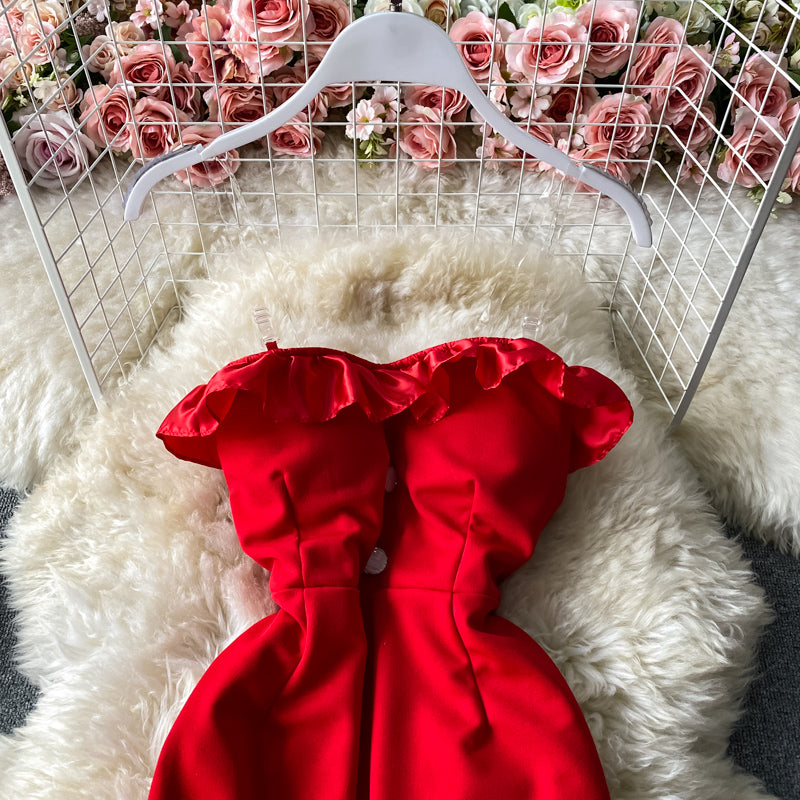Sexy bra exposed shoulder bag hip fishtail dress yarn  3154