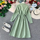 French retro super fairy waist skirt core velvet shirt dress  3401