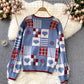 Süßer Strickpullover mit langen Ärmeln 1474