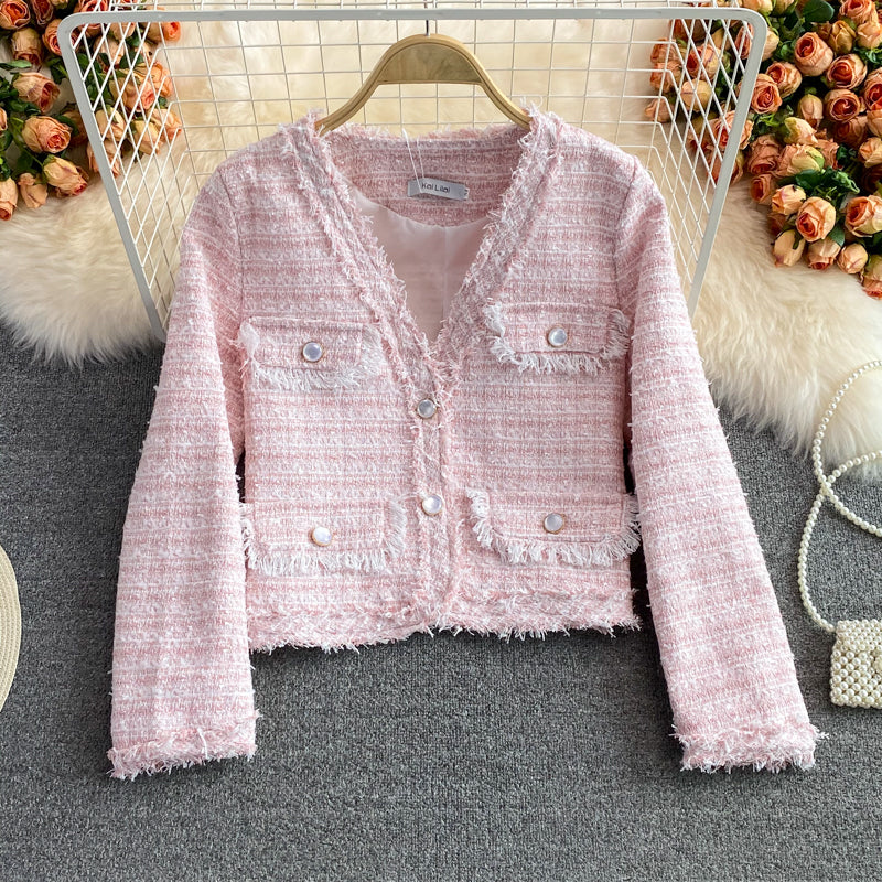 Temperament celebrity small fragrance tweed short coat female  1637