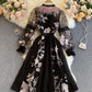 Unique A line embroidery dress black dress  1308