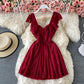 Sexy slim Sequin low cut V-neck A-line dress  2769