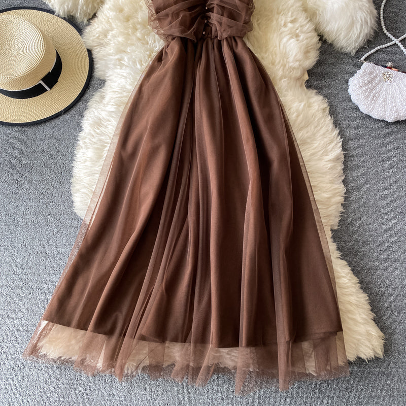 Waist closing suspender skirt children's super fairy mesh splicing large swing long skirt  2745