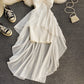 High waist irregular strapless dress  2719