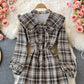 Doll neck bow tie tie mid length dress  3008