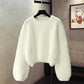 Einfacher Langarm-Pullover mit Rundhalsausschnitt 1476