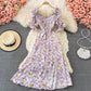 Narrow waist, thin bubble sleeve, first love, gentle wind, long skirt  3344