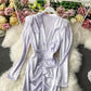 Slim look at the waist silk satin bread hip dress  3143