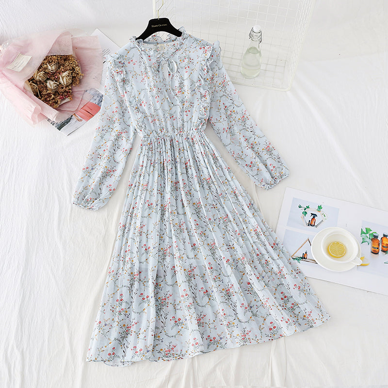 The new women's floral dress shows thin temperament at the waist  2246