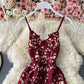 Sling one shoulder hollowed out water-soluble lace dress  2801