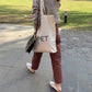 Gentle, vintage, round-neck plaid cardigan  1434