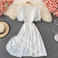 Narrow waist French long skirt with large hem  3208