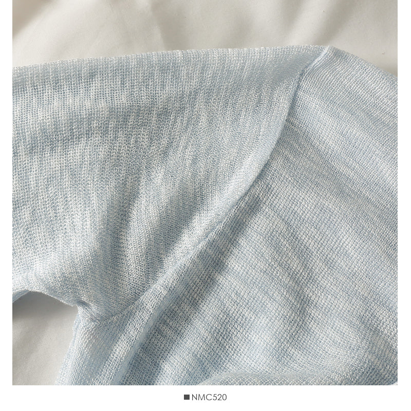 Französischer kleiner Schal Damen dünnes mikrotransparentes Langarm-Pullover-Oberteil 1696