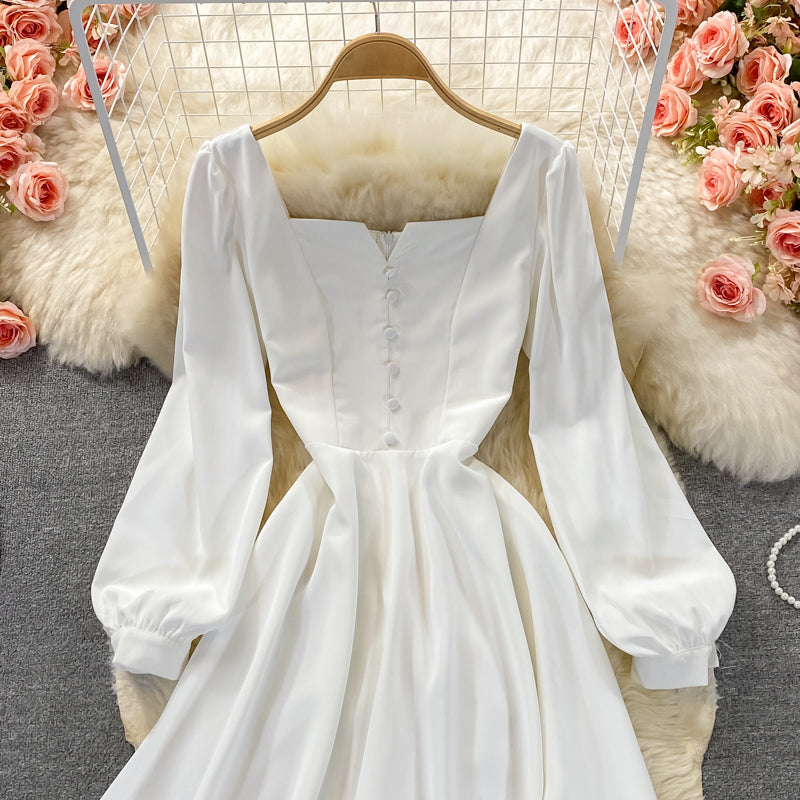 Style retro temperament medium long high waist slim dress  3103