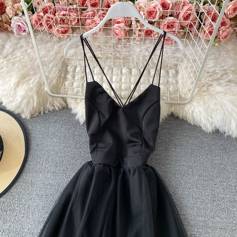 High waist mesh stitched fairy suspender skirt  3310