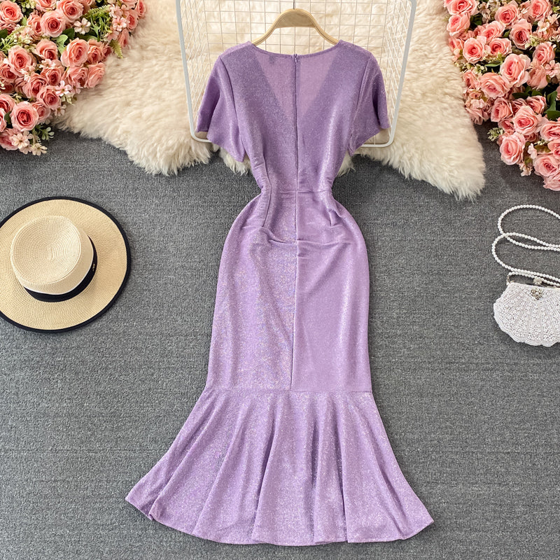 Elegant v neck fishtail dress fashion dress  1326
